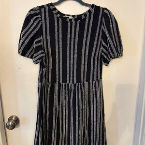 LOFT Black & White Striped Dress